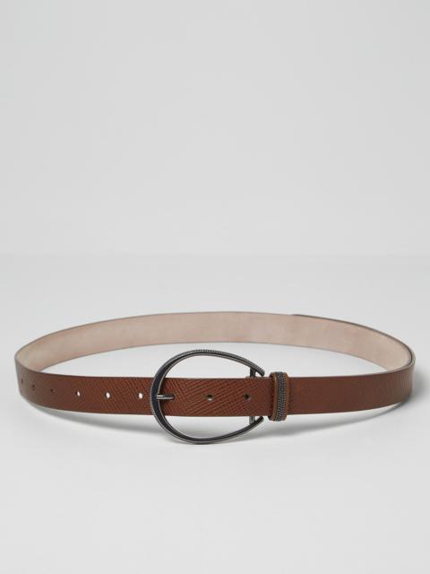 Brunello Cucinelli Etched leather belt with monili