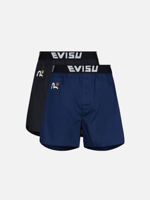 EVISU TWO-PACK FORTUNE CAT BACK-VIEW PRINT BOXER SHORTS
