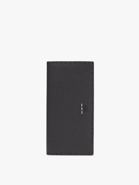 FENDI Selleria continental wallet in black Roman calfskin with tone-on-tone hand stitching and buttonhole 
