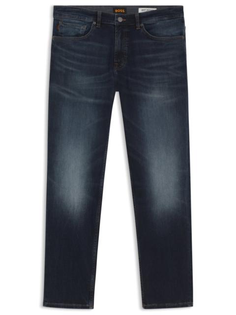 BOSS REGULAR-FIT BLUE-BLACK JEANS IN SOFT MOTION DENIM