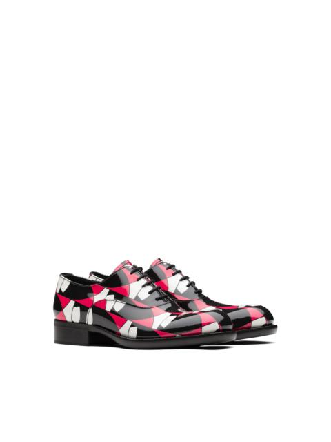Prada Geometric print patent leather Oxford shoes