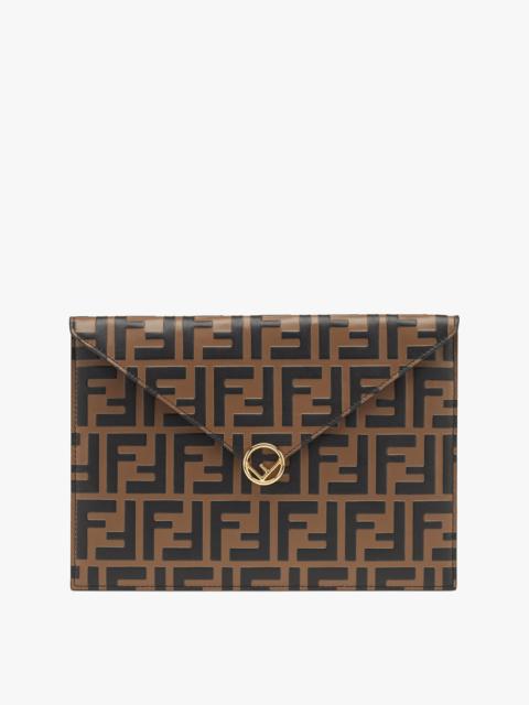 FENDI Brown leather pouch
