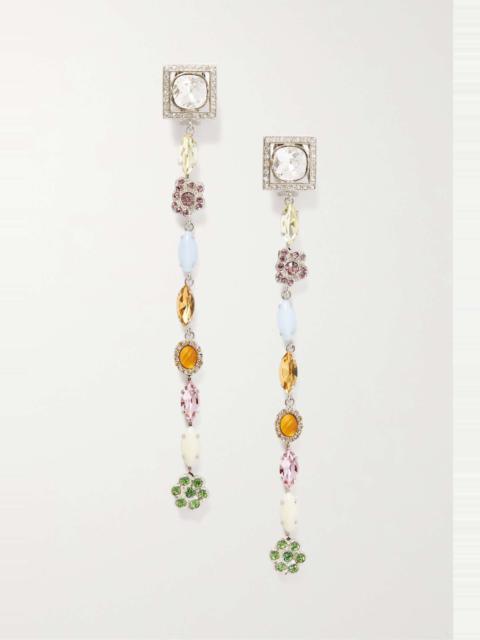 Alessandra Rich Silver-tone crystal clip earrings