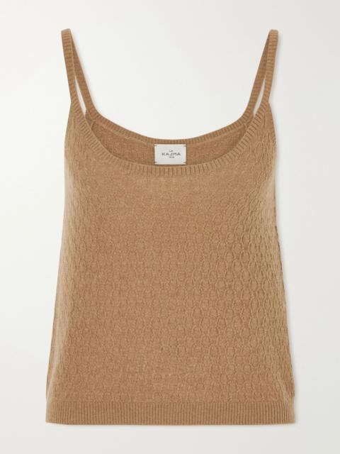 LE KASHA Fregene pointelle-knit cashmere top Camel