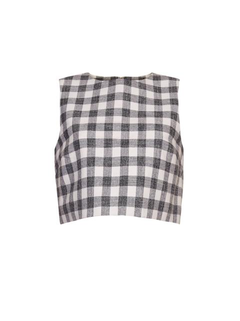 Cara Cara Debbie Top
Sleek and Sophisticated with a Monochromatic Grid Pattern