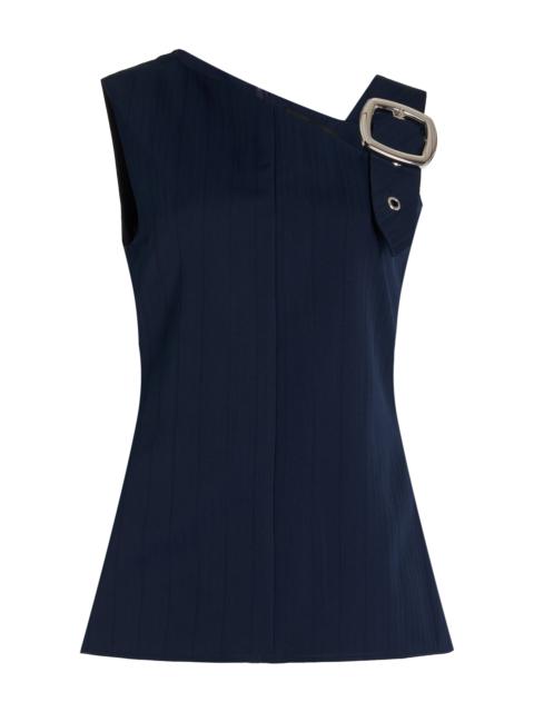 Marin Asymmetric-Neckline Lacquered Top navy