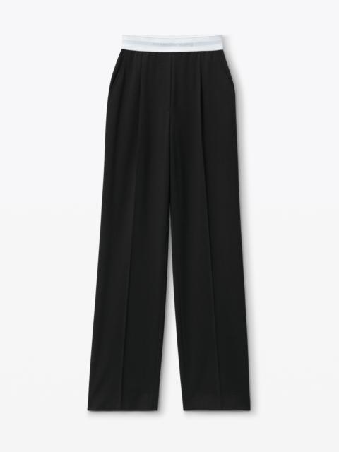 High-Waist Pleated Pant with Logo Elastic