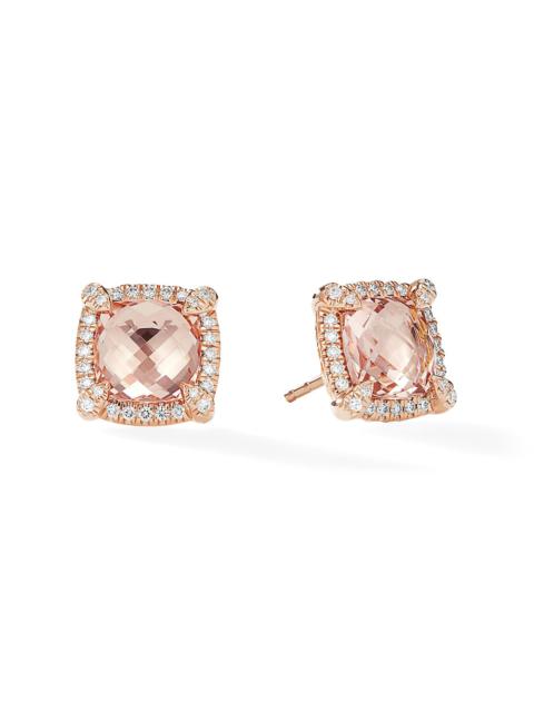 DAVID YURMAN Women's Chatelaine Pavé Bezel Stud Earrings in 18K Rose Gold with Morganite and Diamonds, 8MM - Morg
