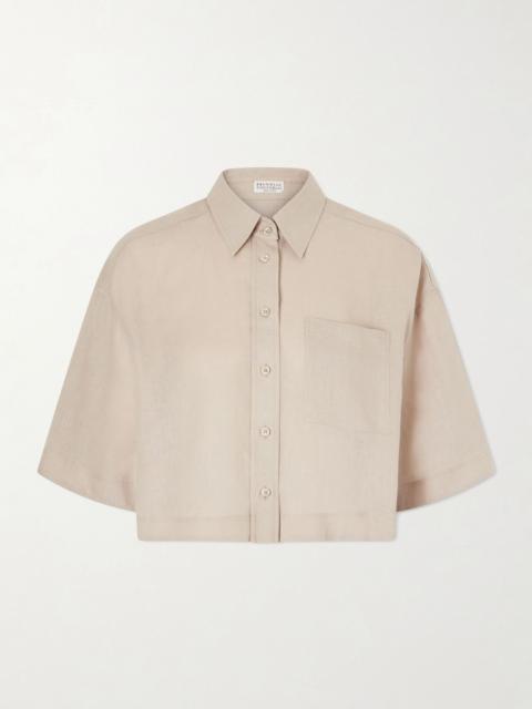 Brunello Cucinelli Cropped cotton shirt Sand