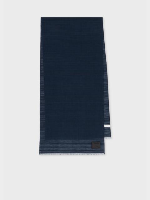 Paul Smith Dark Navy Cotton-Blend Shadow Stripe Scarf