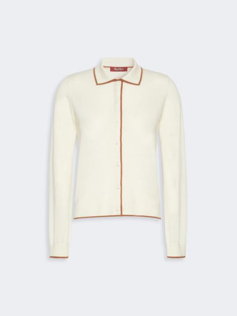 Max Mara TARGA Wool and silk yarn cardigan - WHITE