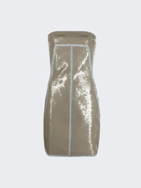 Rick Owens Embroidered Bustier Dress Blue and Dust