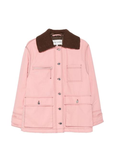 STINE GOYA ribbed-knit collar contrast-stitch jacket
