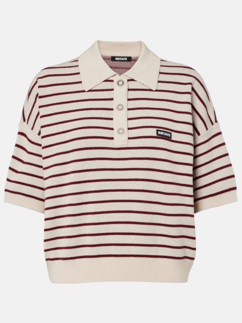ROTATE Striped knitted polo shirt