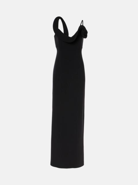 MAGDA BUTRYM Floral-appliqué wool-blend maxi dress