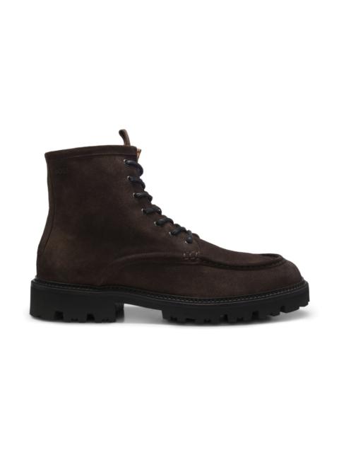 BOSS LACE-UP BOOTS IN SUEDE WITH SIDE ZIPPER
