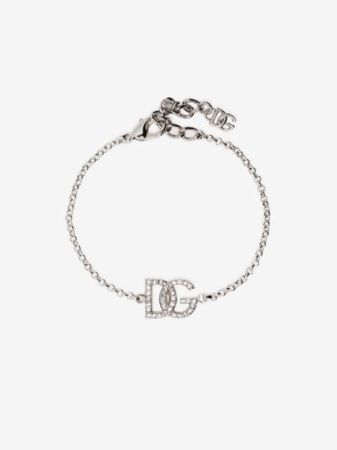 Dolce & Gabbana crystal-embellished logo-charm bracelet
