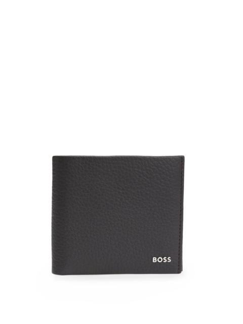 BOSS GRAINED-LEATHER WALLET WITH LOGO LETTERING
