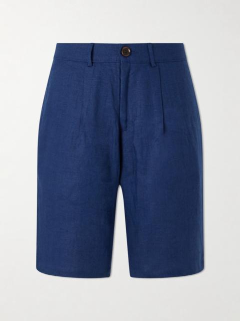 Oliver Spencer Coney Straight-Leg Pleated Linen Shorts