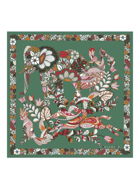 Longchamp Forêt Longchamp Silk scarf 50 Sage - Silk