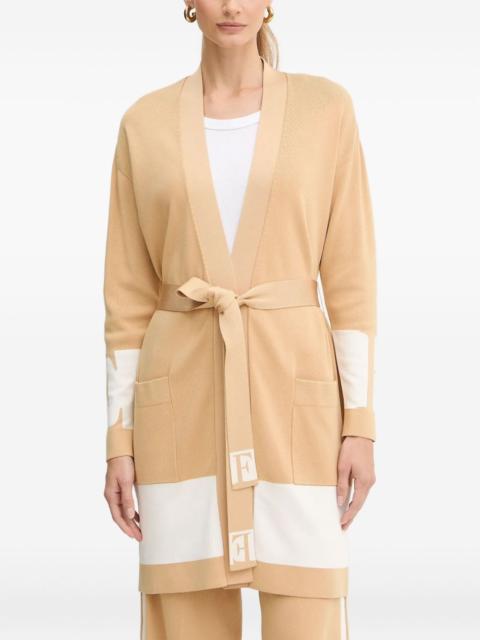 ELISABETTA FRANCHI tie-waist pocket knitted coat