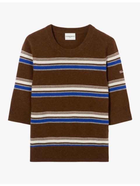 Claudie Pierlot Striped Knitted Wool and Cashmere Jumper