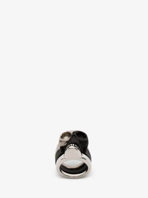 Alexander McQueen Divided Skull Ring in Antique Silver
