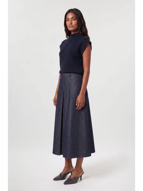 KAREN MILLEN Metallic Denim Coated Aline Skirt