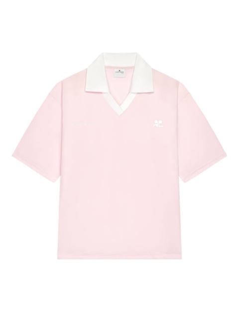 courrèges V-neck logo polo shirt