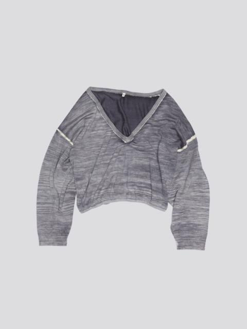 R13 GATHERED HEM KNIT V-NECK - DISTRESSED GREY