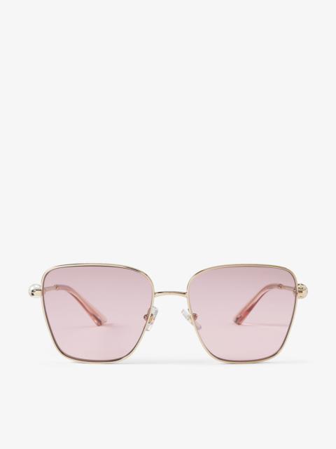 JIMMY CHOO Pua
Pale Gold Square Sunglasses with Crystals