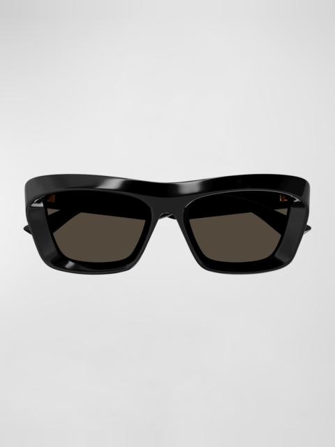 Bottega Veneta Beveled Acetate Rectangle Sunglasses