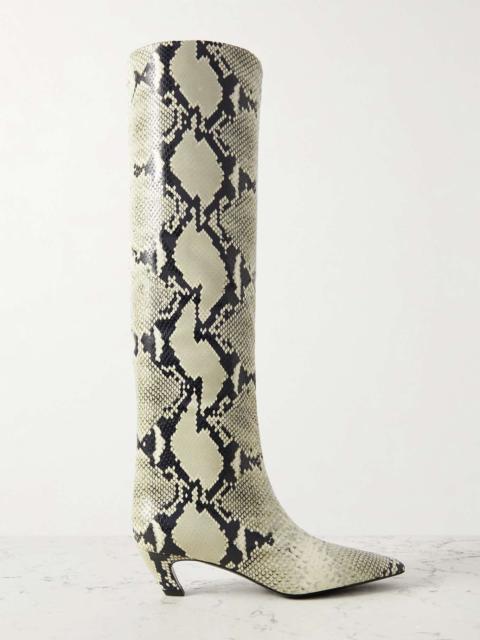 KHAITE Davis snake-effect leather knee boots