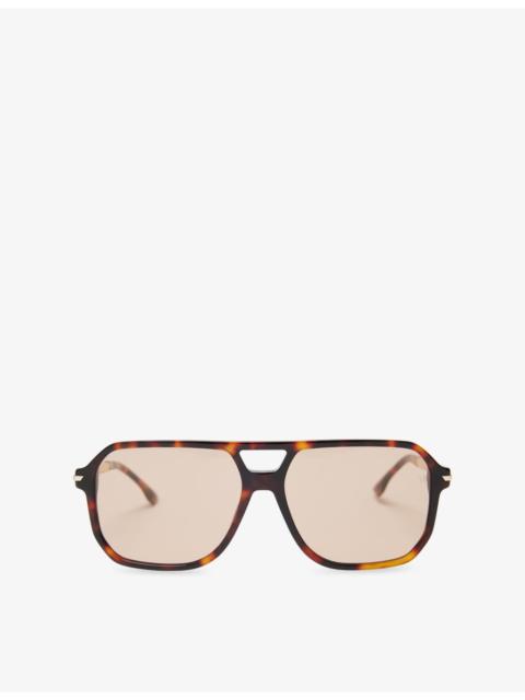 Victoria Beckham Square-Frame Double-Bridge Acetate Sunglasses