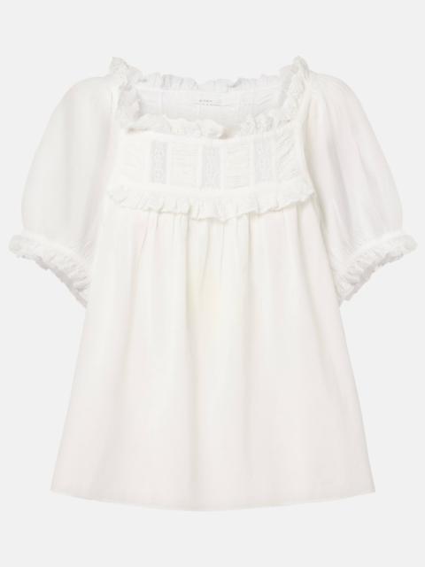 DÔEN Frances lace-trimmed cotton-blend top