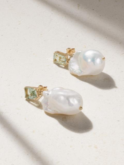 MATEO 14-karat Gold, Pearl And Amethyst Earrings