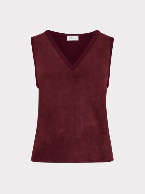 MILLY Iva Suede Knit Top