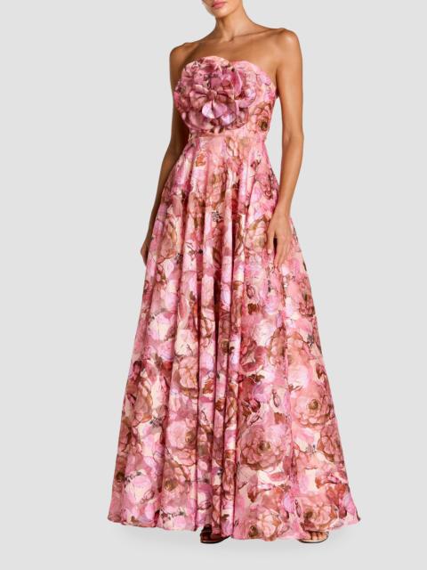 MAC DUGGAL Women's Floral Organza Strapless Fit-&-Flare Gown - Rose Multi