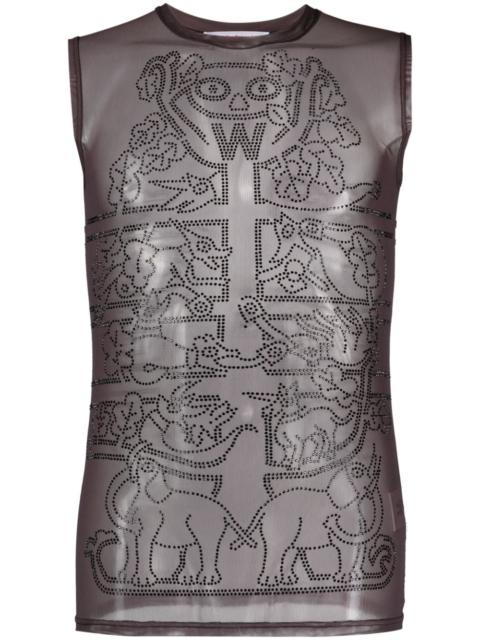 Walter Van Beirendonck rhinestone-embellished mesh tank top