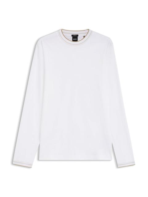BOSS LONG-SLEEVED T-SHIRT IN MERCERIZED COTTON WITH CONTRAST TRIM
