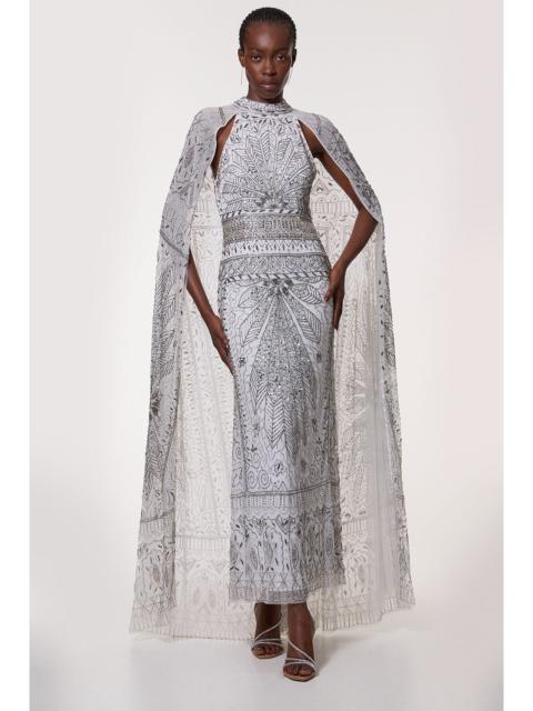KAREN MILLEN Petite Premium Embellished Detail Drapey Woven Maxi Dress