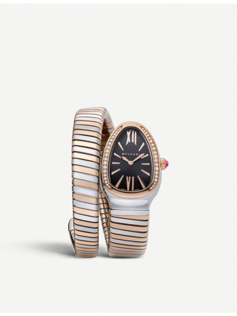 BVLGARI Serpenti 18ct pink-gold and stainless steel watch