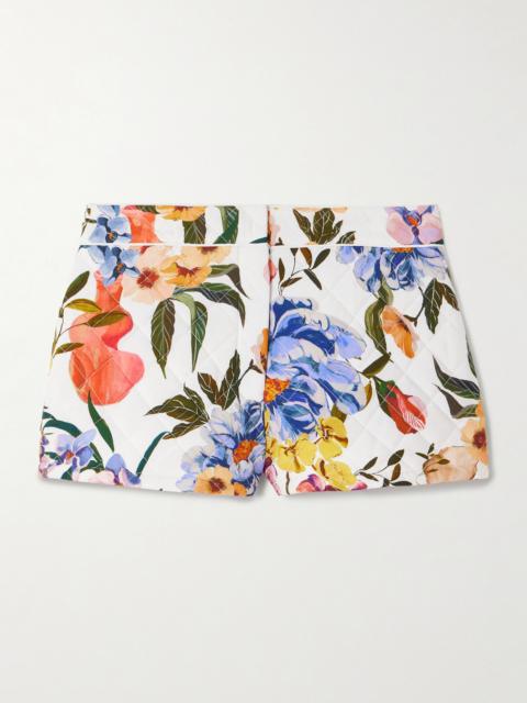 FARM RIO Greek Garden Quilted Floral-print Lyocell And Cotton-blend Shorts