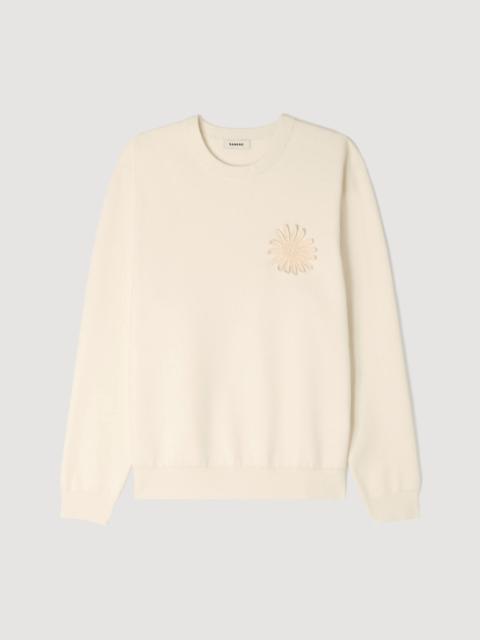 Sandro CROCHET FLOWER KNIT SWEATSHIRT