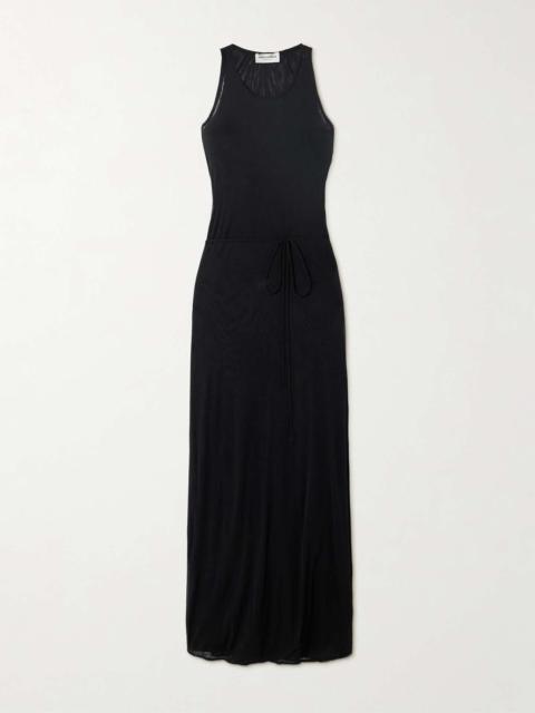 SAINT LAURENT Belted stretch-jersey maxi wrap dress