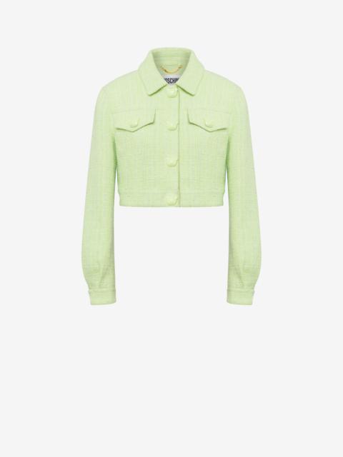 Moschino CROPPED TEDDY BUTTONS TWEED JACKET