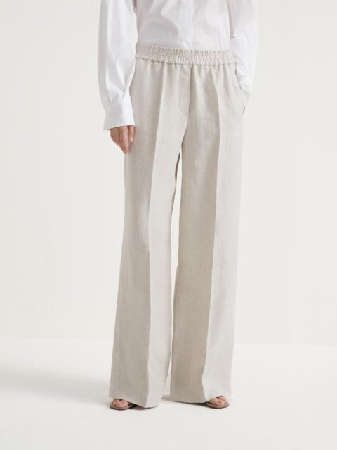 Linen chevron loose pyjama-style trousers