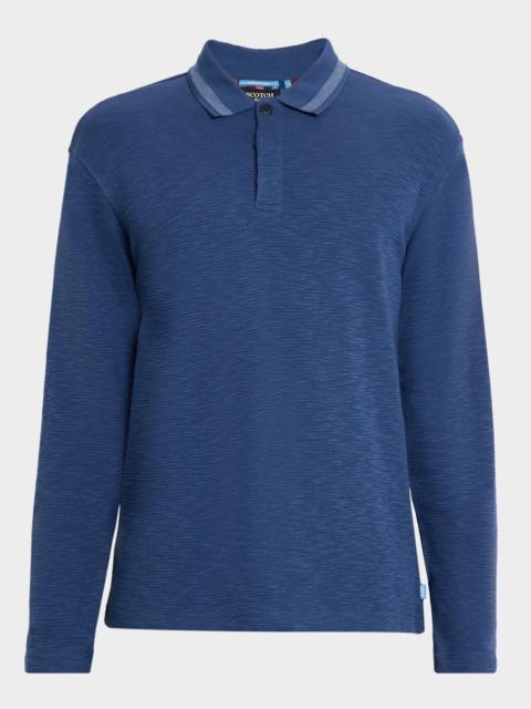 SCOTCH & SODA Men's Structured Knit Stripe-Collar Polo Shirt