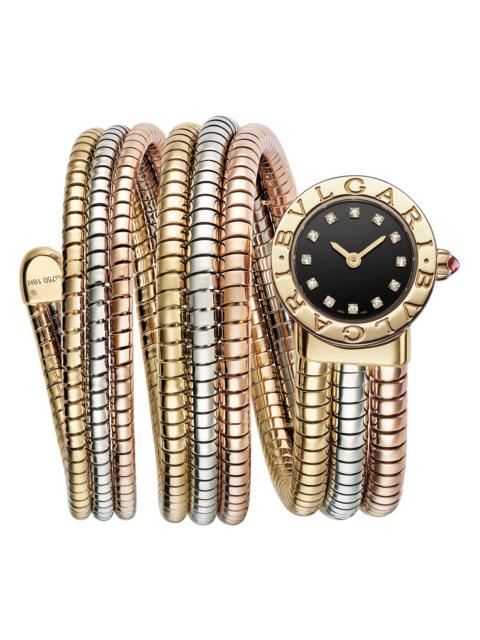 BVLGARI Women's Tri-Tone 18K Gold & 0.13 TCW Diamond Tubogas Wrap Watch/21MM - Rose Gold
