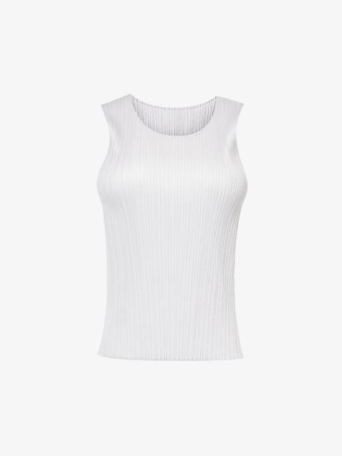 Basic sleeveless pleated knitted jersey top